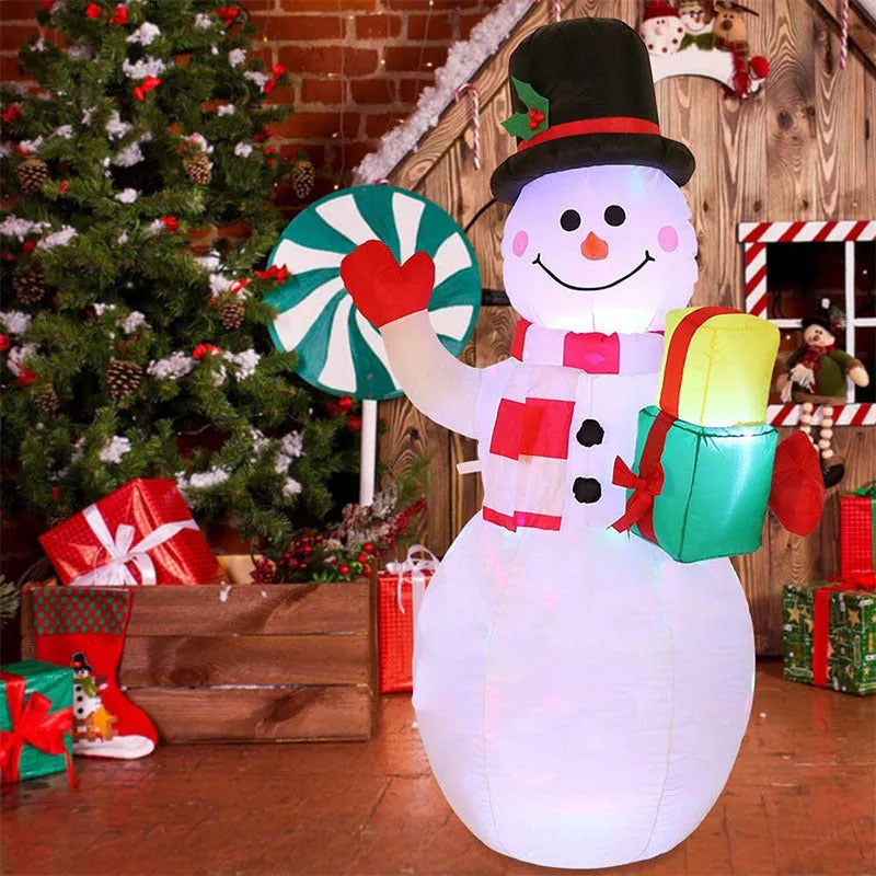Outdoor Christmas inflatable decoration with LED lights showing Santa, snowman or tree designs
