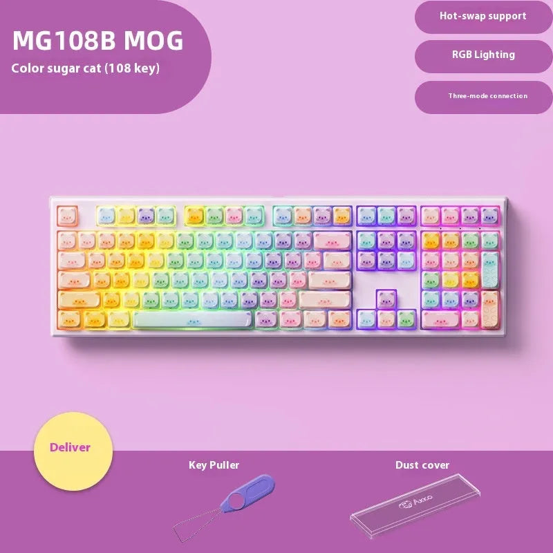 MG108B colour sugar cat three model-piano shaft Bluetooth mechanical keyboard in colour candy cat styling