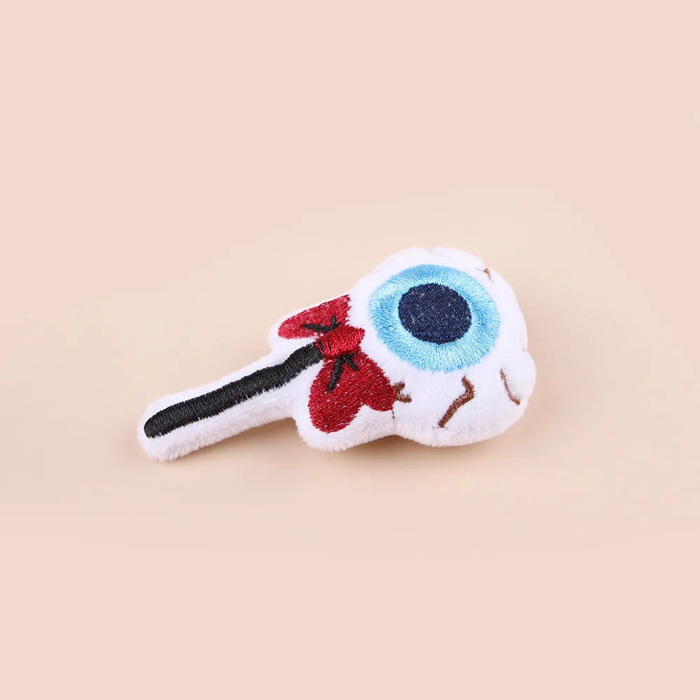 Small cat teaser wand toy with plush candy attachment on 1 metre string