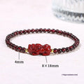 Natural garnet square bracelet with geometric design and pixiu charm detail