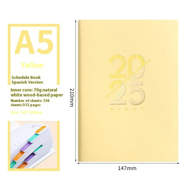 Soft faux leather A5 daily plan schedule book with 150 sheets of Dorian paper in multiple colours