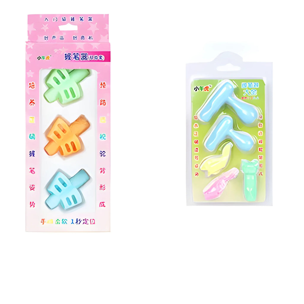 Children's soft rubber pen holder for correcting writing posture in cartoon character design