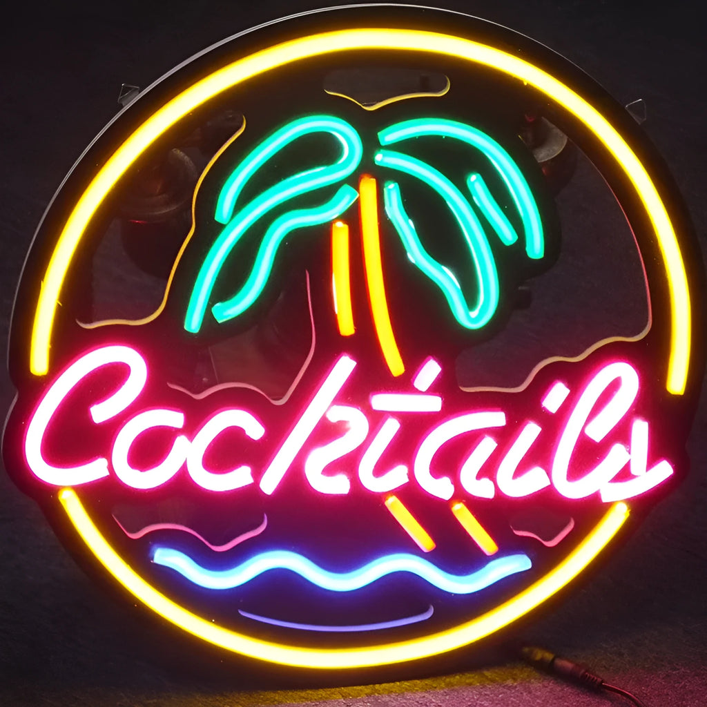 LED coffee neon advertising billboard with bright mixed colours for bar or shop window display.