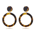 Single leopard print acrylic acetate stud earring in coffee colour on metal base for women