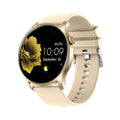 Smart watch with heart rate and blood pressure monitoring on wrist, showing black, gold, pink, and silver colour options