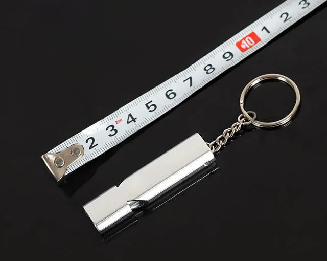 Silver and gold aluminium alloy outdoor survival whistle with double hole design