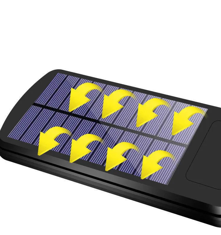 Black outdoor solar motion sensor light with solar panel and IP65 weatherproof rating