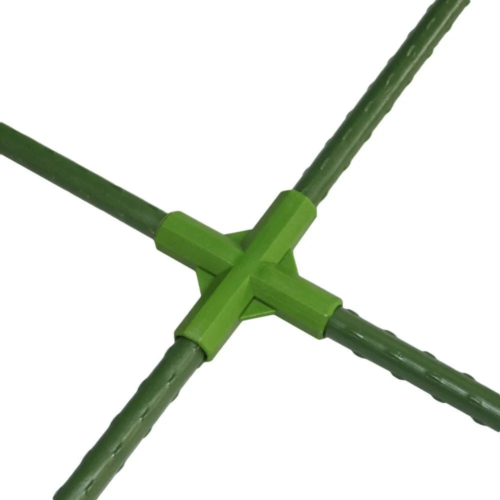 Three-way and four-way plant support connectors for 11mm garden stakes