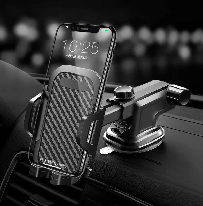 Black car phone holder for mobile devices between 4.0 and 7.0 inches wide