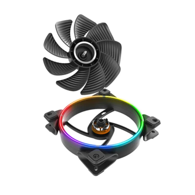 Set of three black 120mm ARGB PC cooling fans with illuminated blades.
