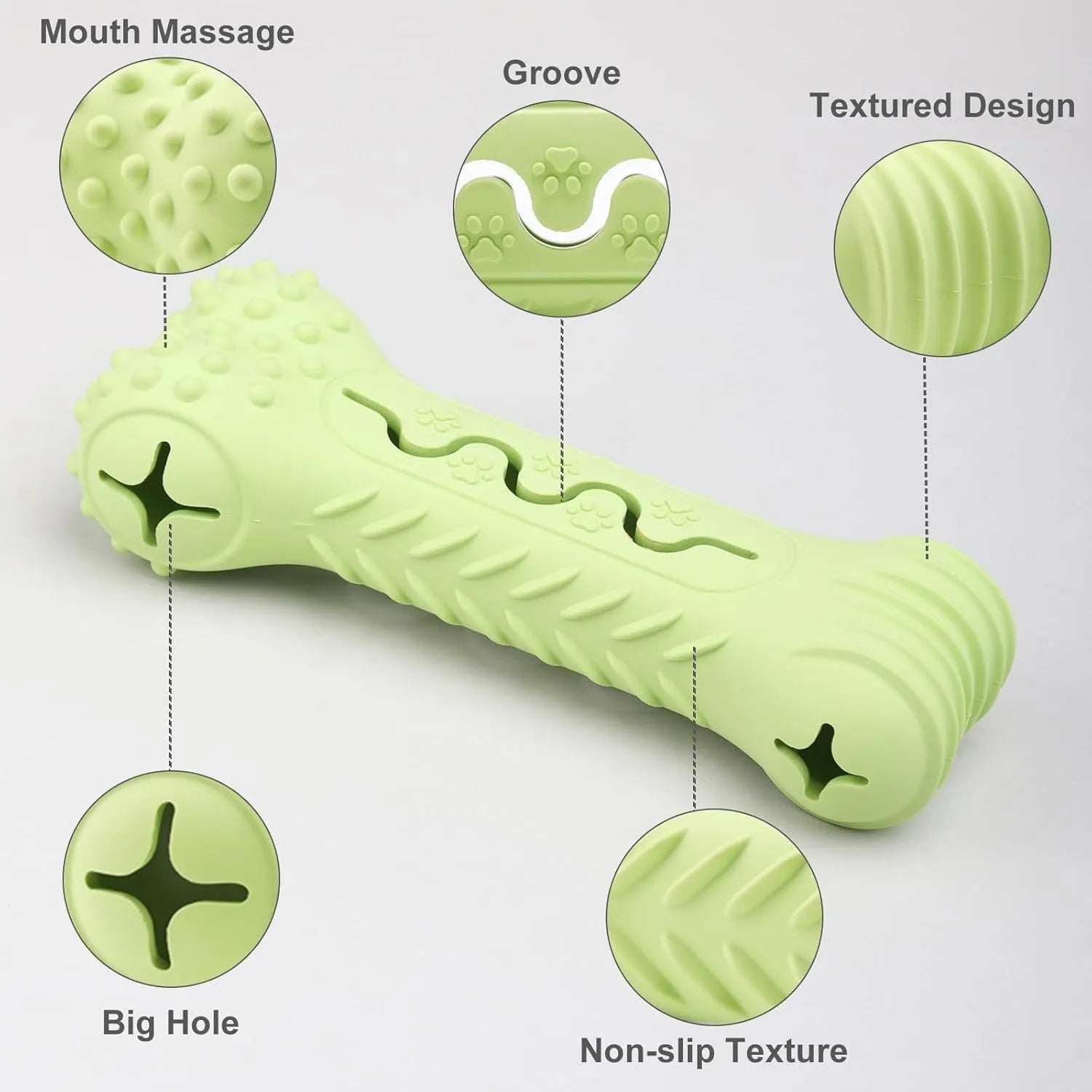 Blue natural rubber bone-shaped dog chew toy for aggressive chewers on a plain background.