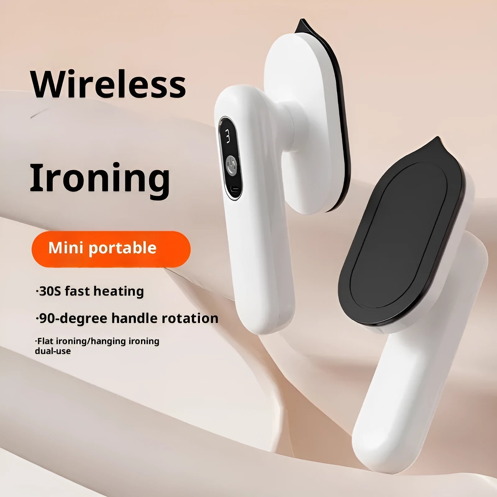 White plastic shell wireless mini portable pressing machine with 3-step thermostat and USB power