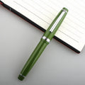 Short pocket fountain pen with resin barrel and stainless steel nib in various colour options.