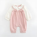 Pink baby girl embroidered long sleeve jumpsuit made from 100% cotton.