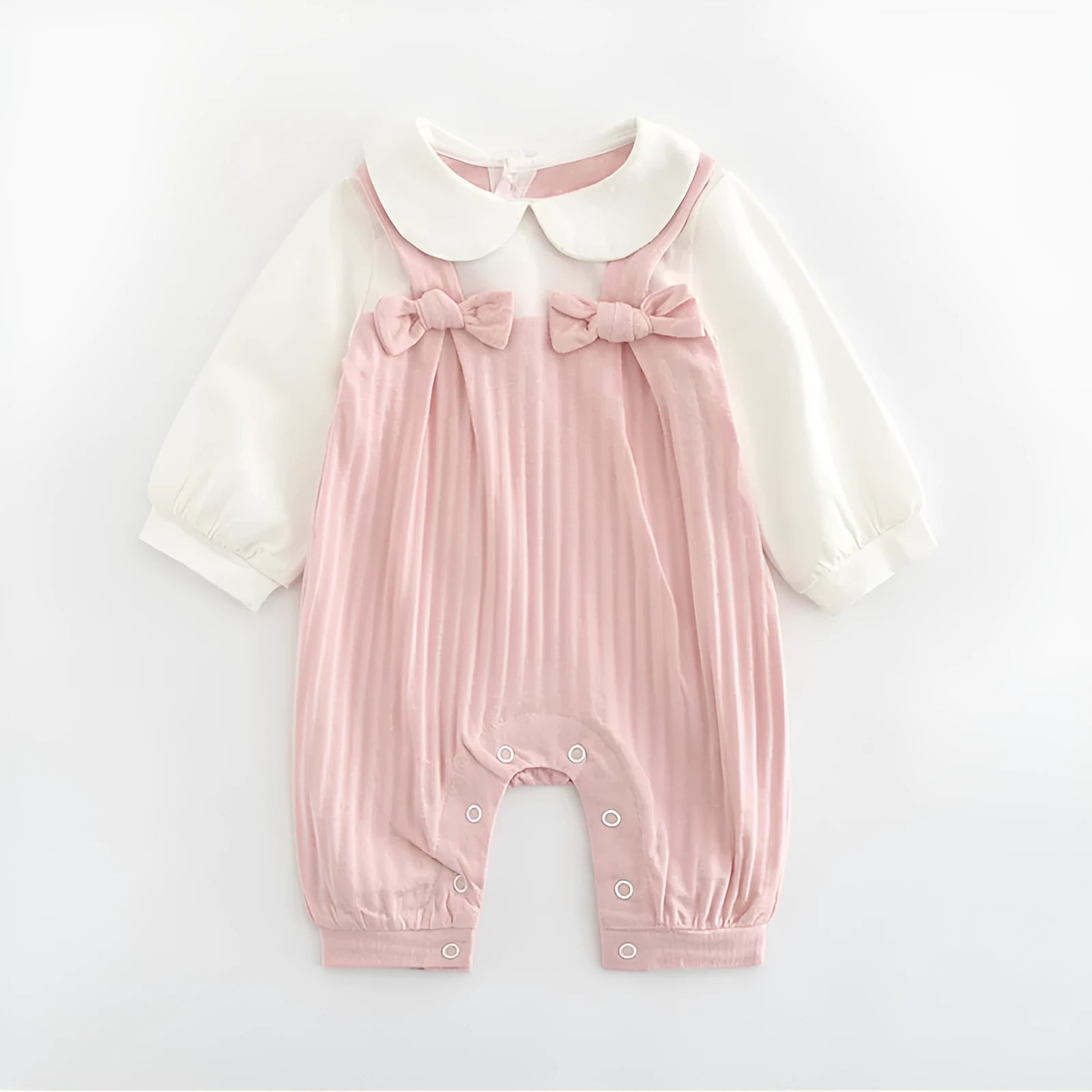 Pink baby girl embroidered long sleeve jumpsuit made from 100% cotton.
