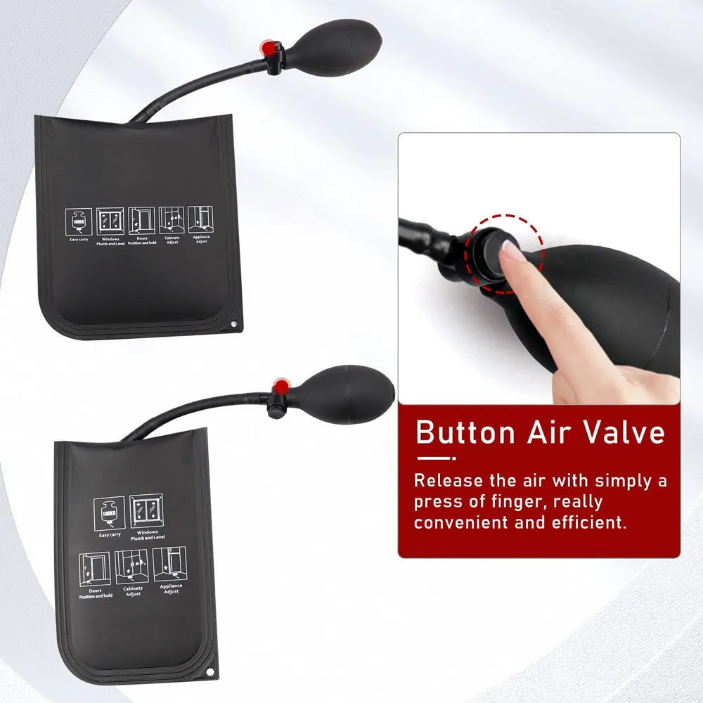 Car tool kit with air wedge pump bag and stainless steel long-reach tools