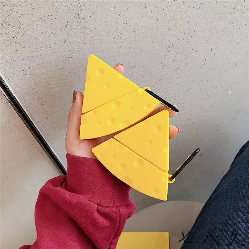 Yellow silicone gel protective case for Apple AirPods 1, 2, and AirPods Pro 3 charging cases.