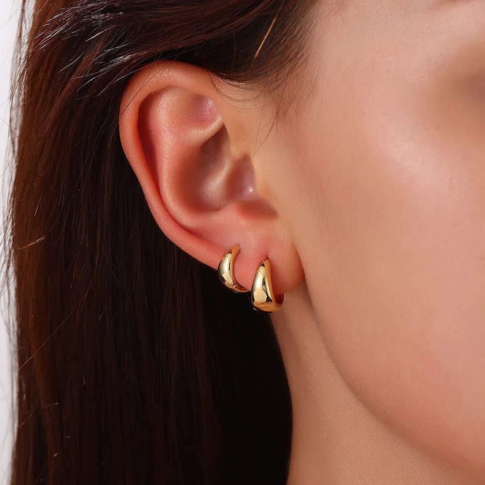 Drop-shaped copper earrings set of 3 pairs gold and silver electroplated fashion OL style