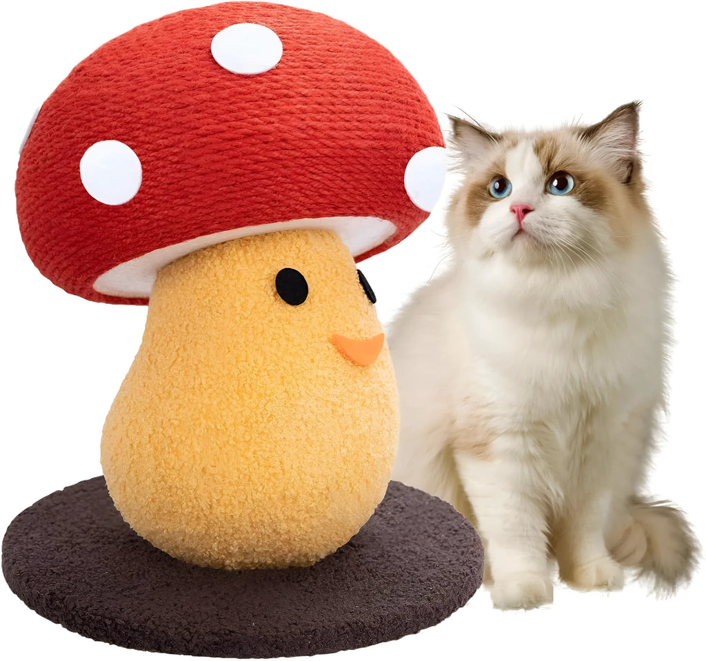 Foldable accordion cat scratcher round mushroom board with cardboard construction