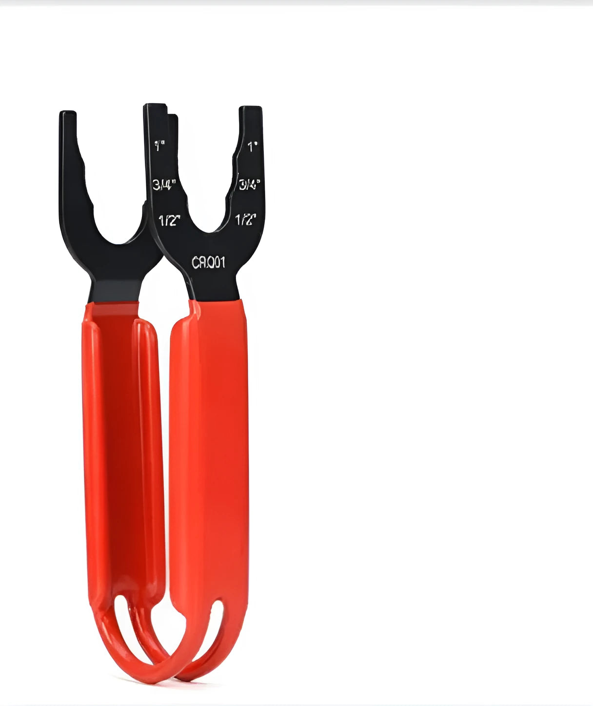 Orange forged steel adjustable pipe wrench showing V-jaw design and textured handle.