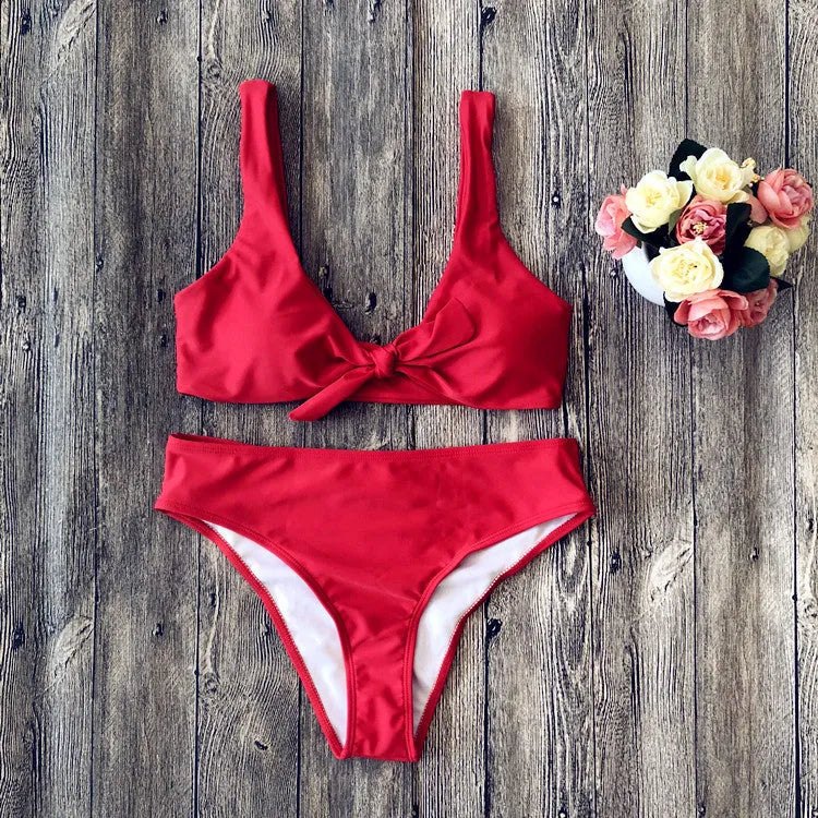Polyester bikini set with bra and panties in five colour options