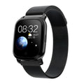 Black smart pedometer watch with temperature measurement on wrist