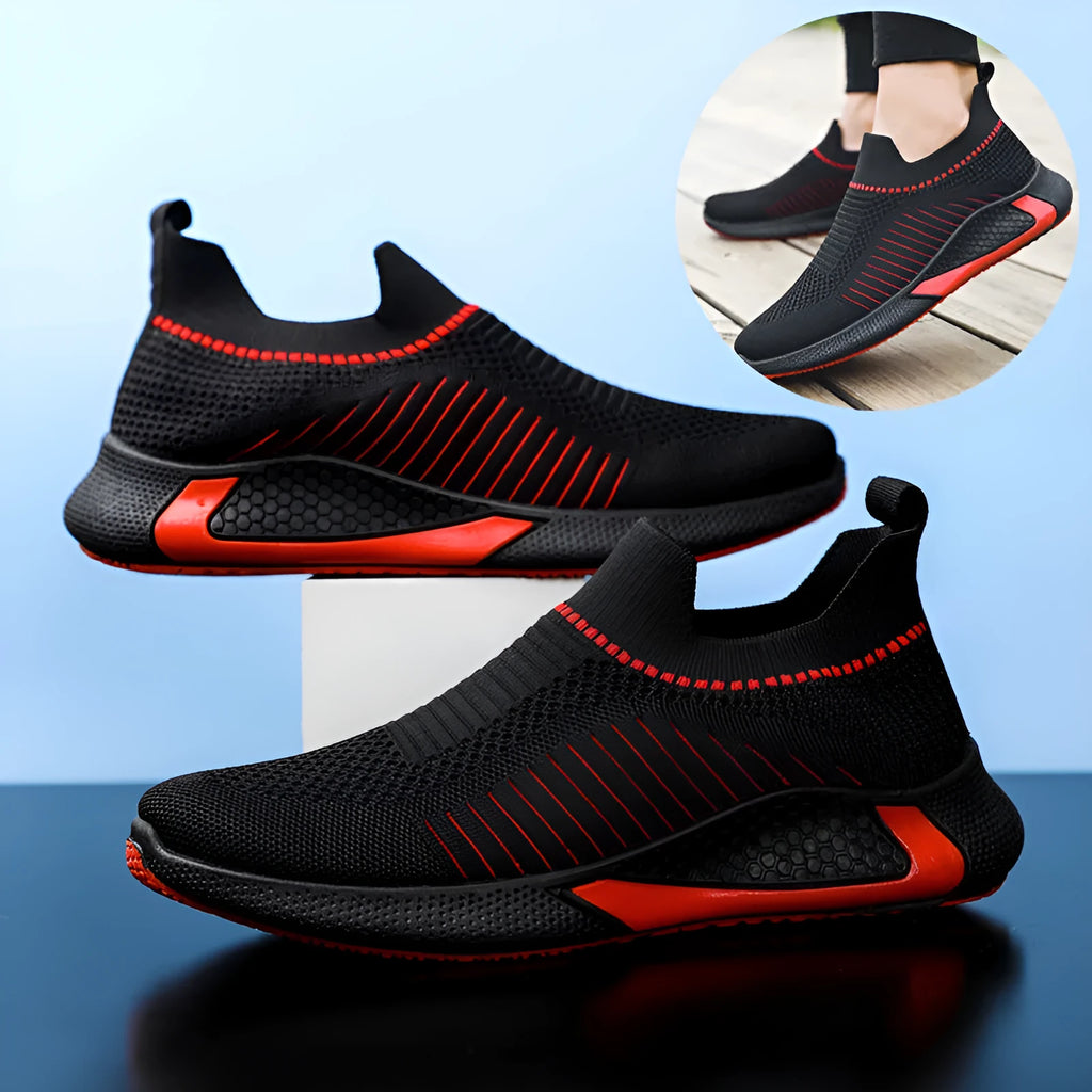 Men's mesh sock sneakers with striped design and colourblocking details