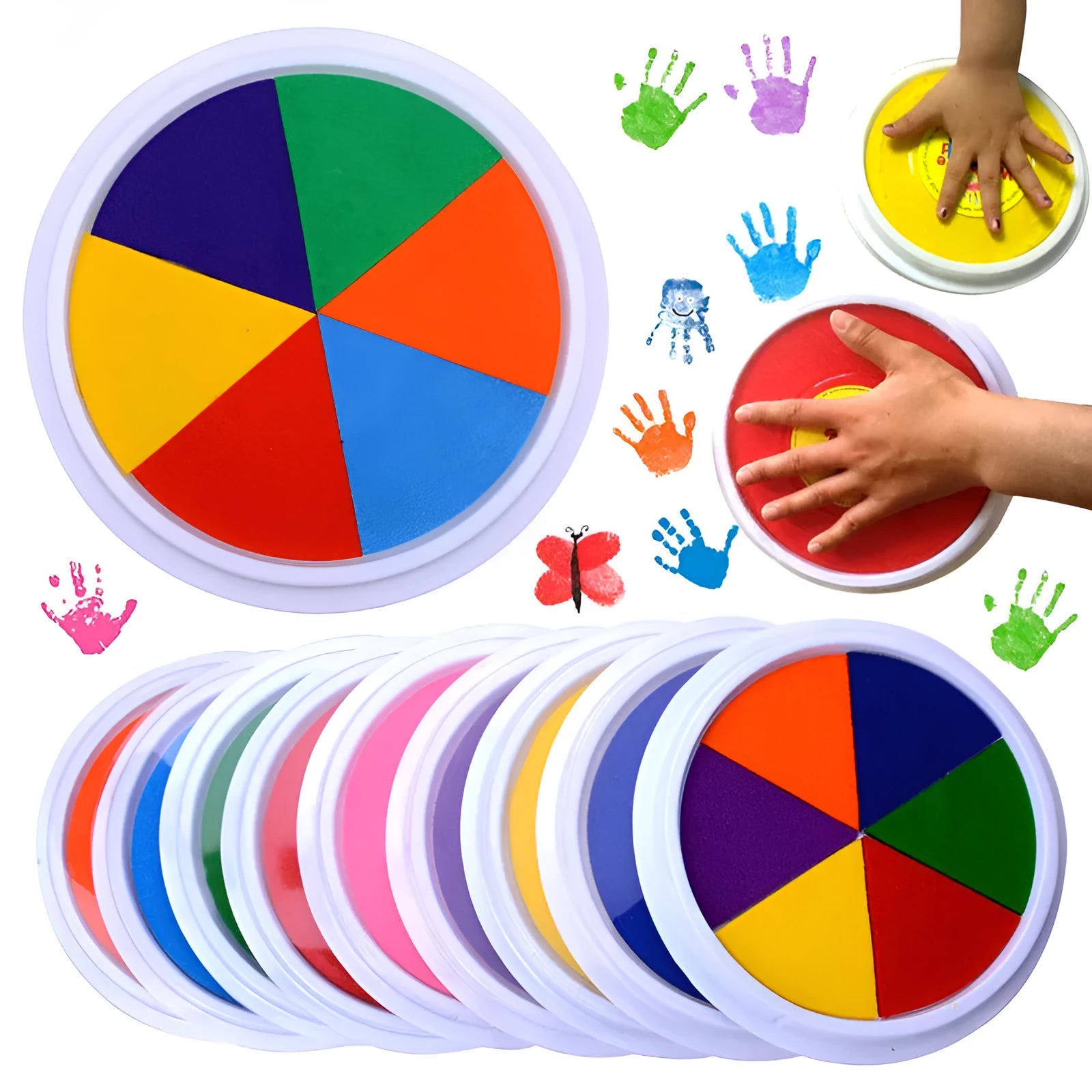 16cm fingerprint inkpad with plastic cover and picture albums for children's creative play