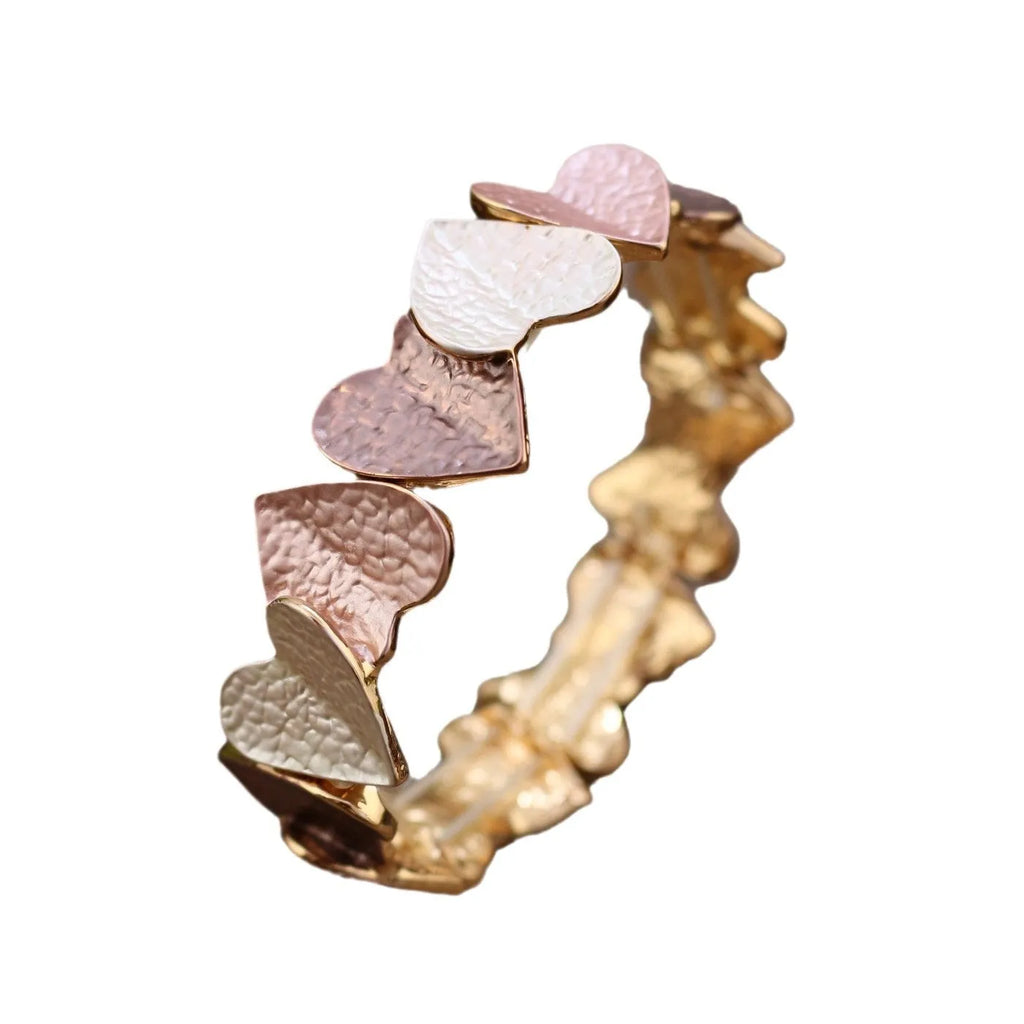 Heart-shaped alloy elastic bracelet ladies Valentine's Day gift four colours