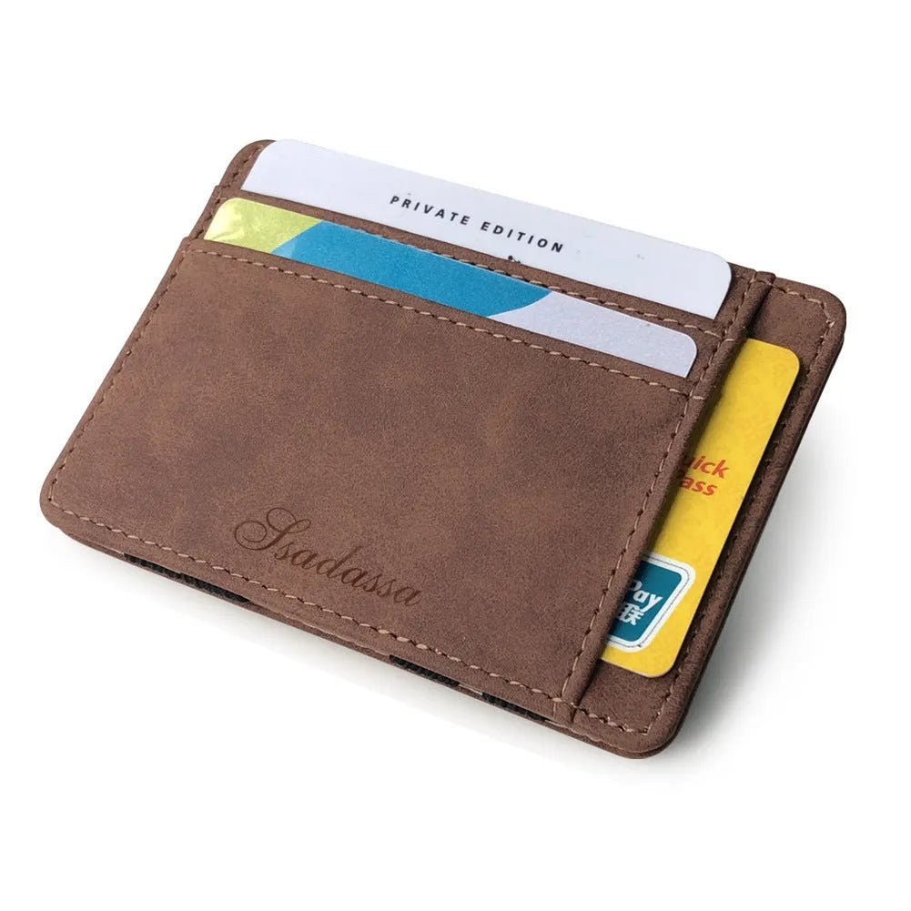 Korean creative style matte leather magic wallet in horizontal square shape with coin pocket.