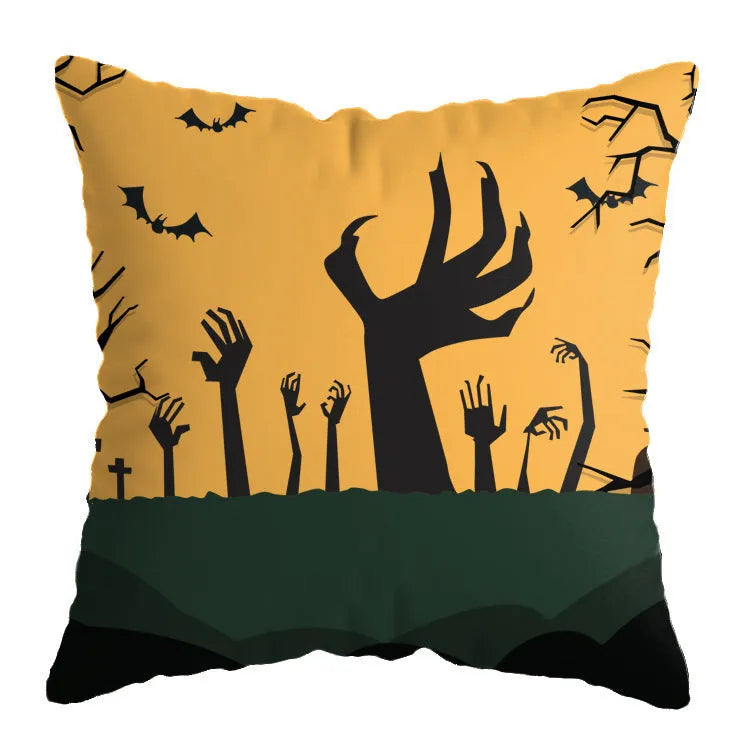 Linen skull Halloween pillow cover 45x45cm decorative throw pillow case on sofa