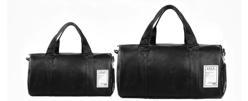 Black unisex waterproof sports bag with a separate shoe compartment and diagonal straps.