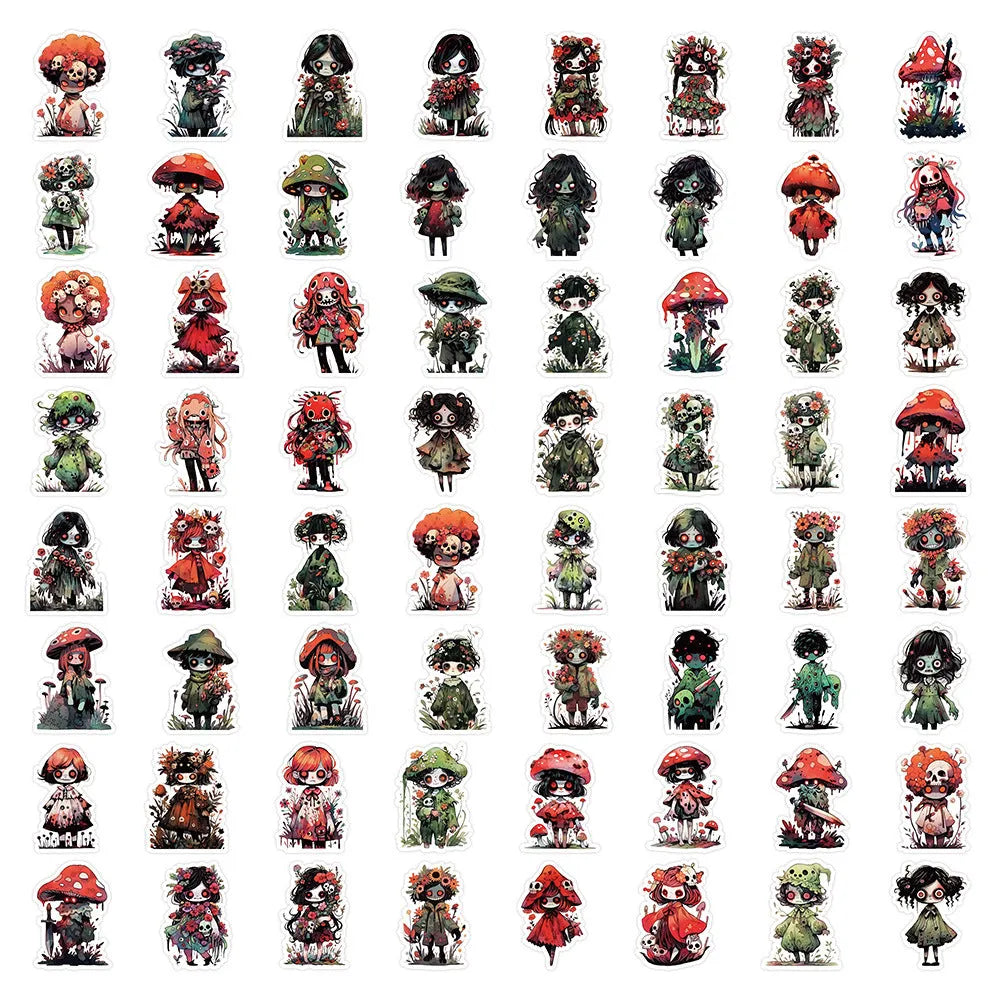 Little Zombie Stickers horror scarecrow decorative sticker pack 60 sheets mixed sizes 3 to 8cm