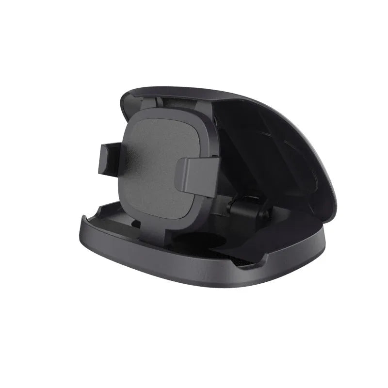 Black rotating suction cup car phone holder attached to a car windscreen