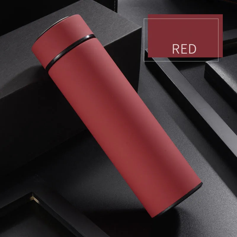 450ml stainless steel vacuum water bottle with arrow mouth in black, red, gold, and blue colour options.