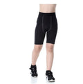 Kids' sportswear set showing black and green polyester-spandex tops and bottoms for 120-150cm sizing