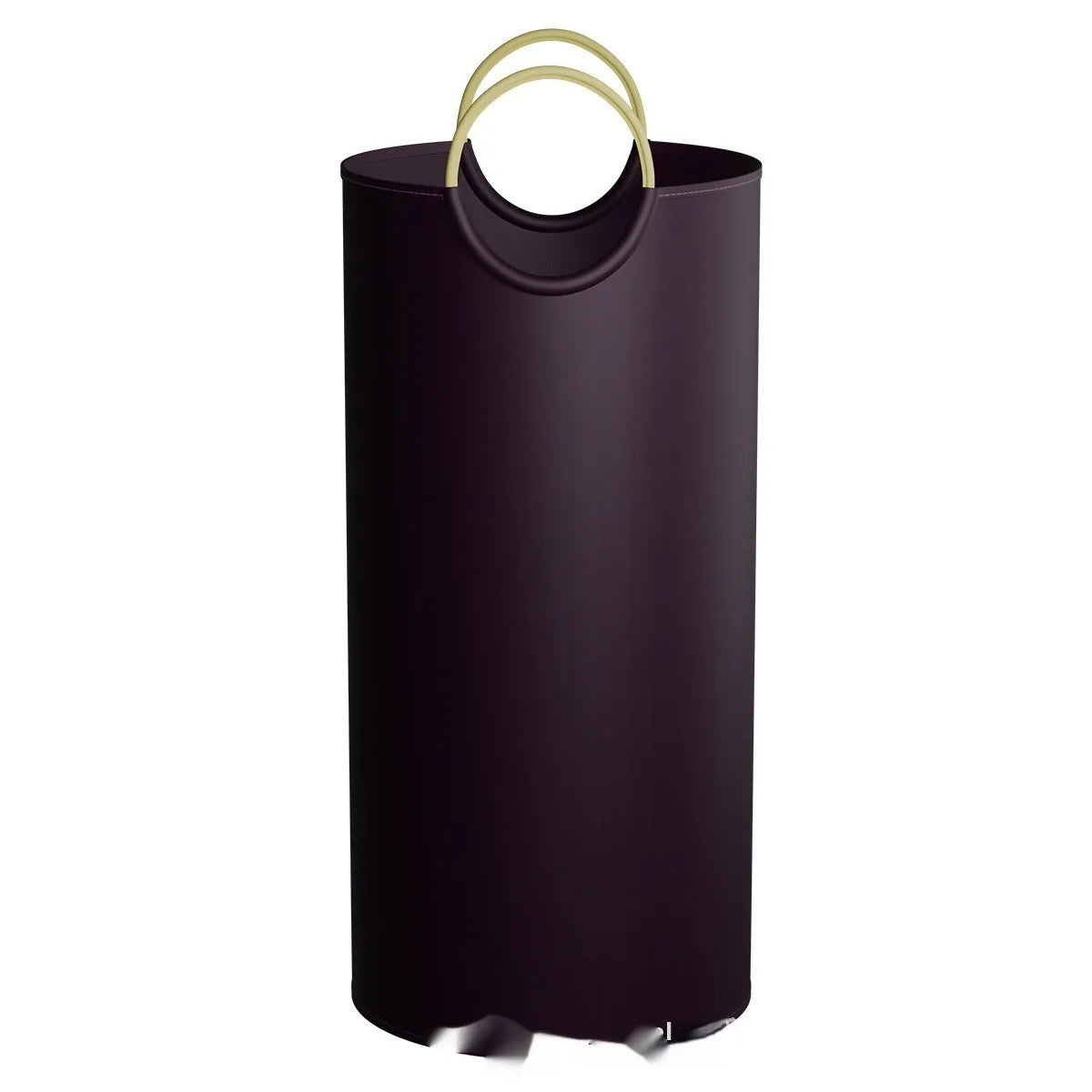 Round portable plastic trash can for office and outdoor use.