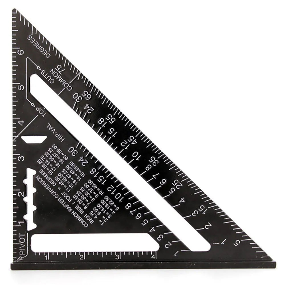 Aluminium alloy woodworking measuring square ruler showing 90-degree angle measurement markings