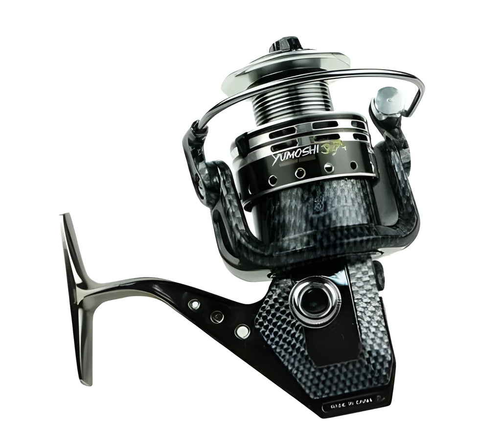 Full metal spinning reel with 13+1 ball bearings, high-hard aluminium alloy wire cup and copper toothed rod