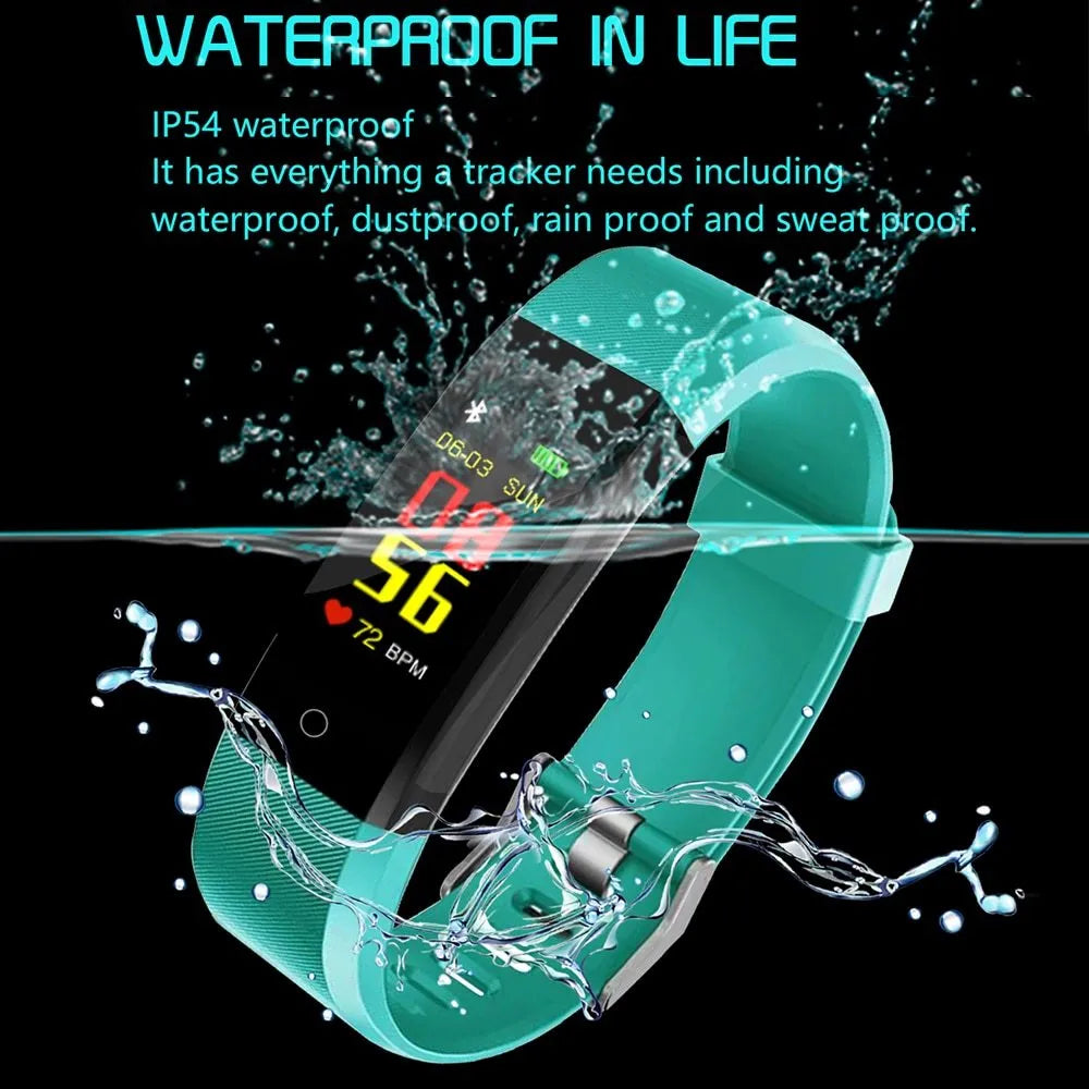 115plus smart bracelet with heart rate monitor and IP67 waterproof case
