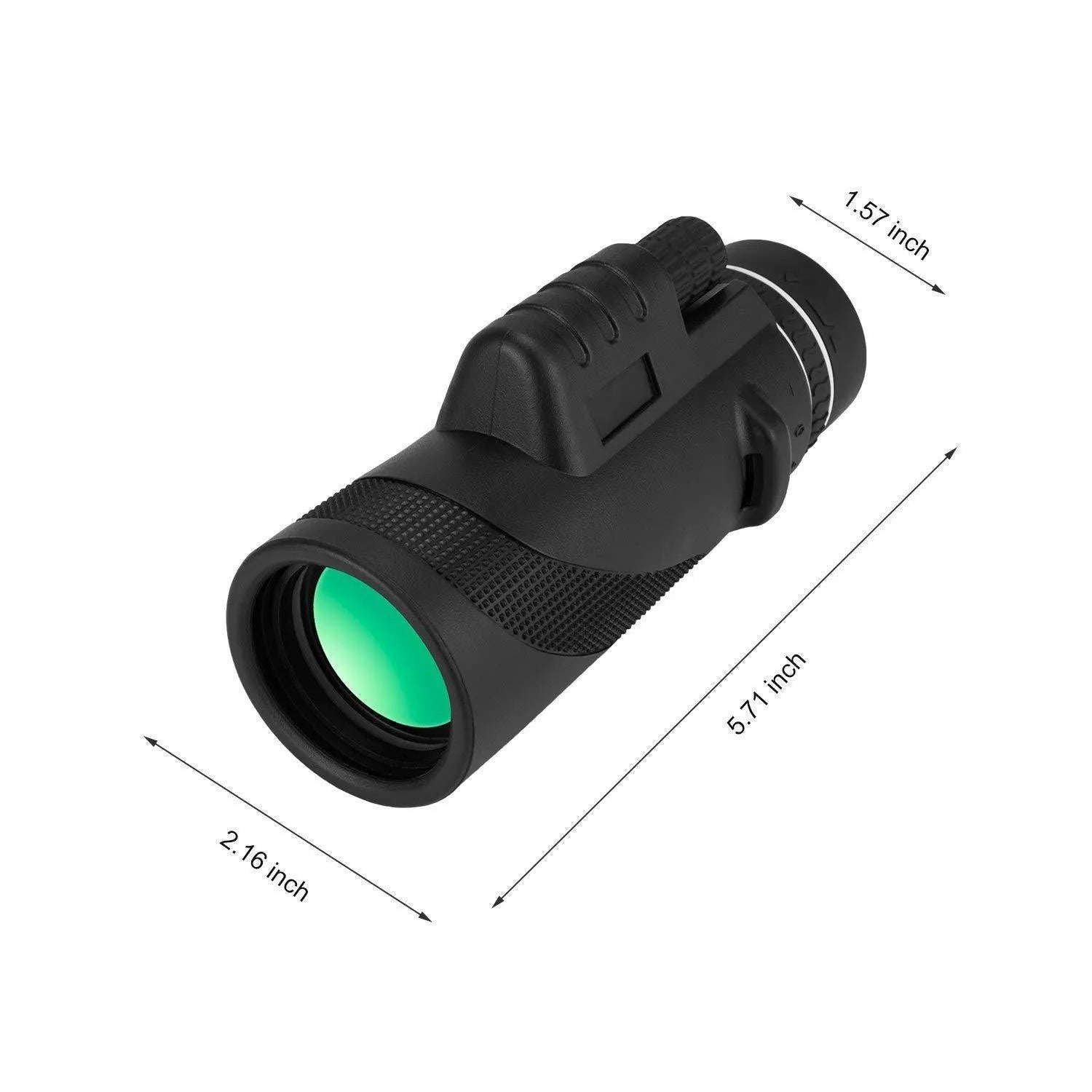Black HD 40x60 cellphone telescope monocular with 40x magnification shown next to a smartphone.