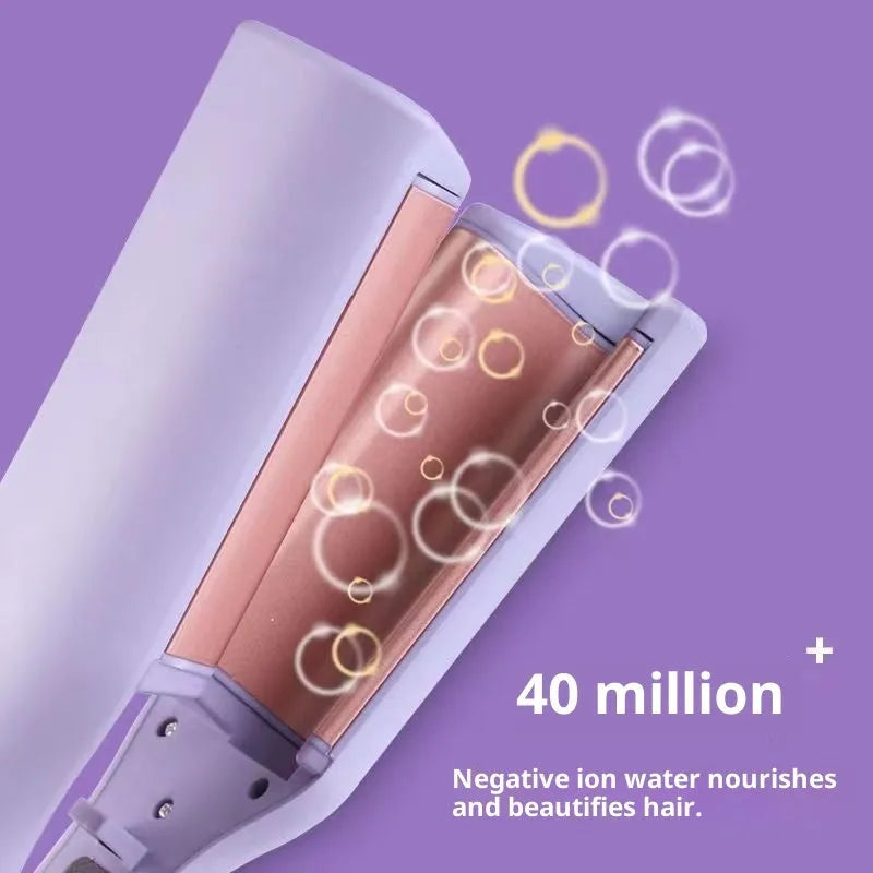 Egg hair curler water ripple large roll wave splint negative ion curling iron in pink wired 40W