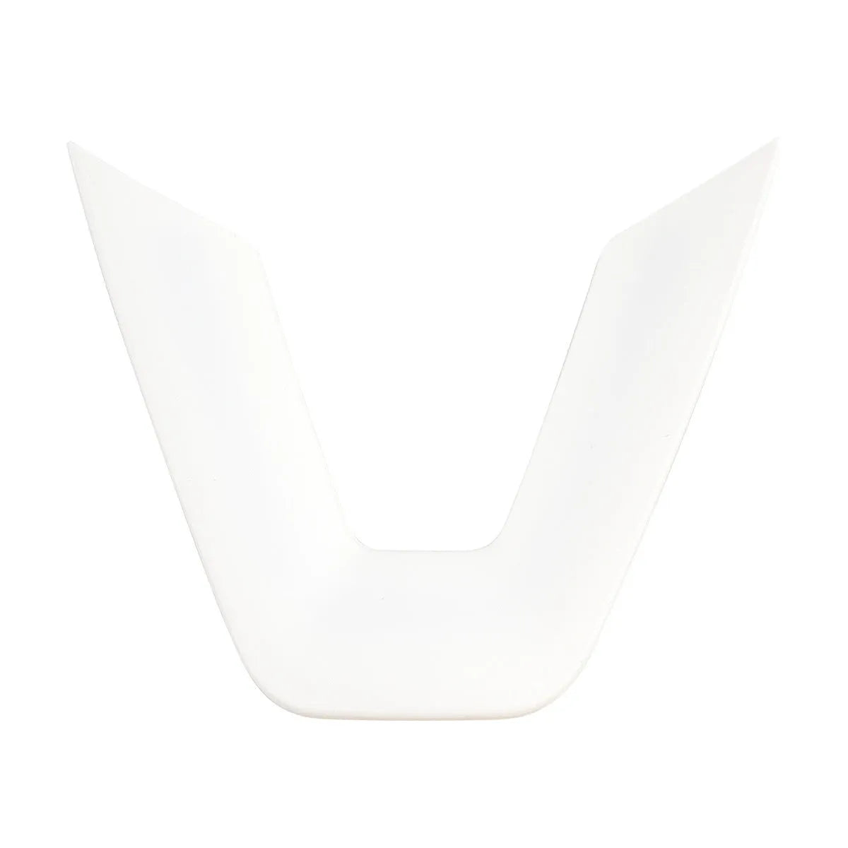 White plastic steering wheel protective patch on a car steering wheel.