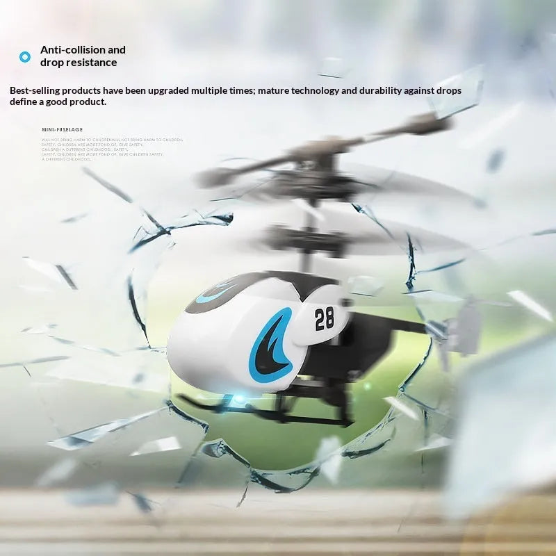 Mini helicopter remote control 35 channel crash-resistant pocket fingertip flyer model in white, yellow, and red