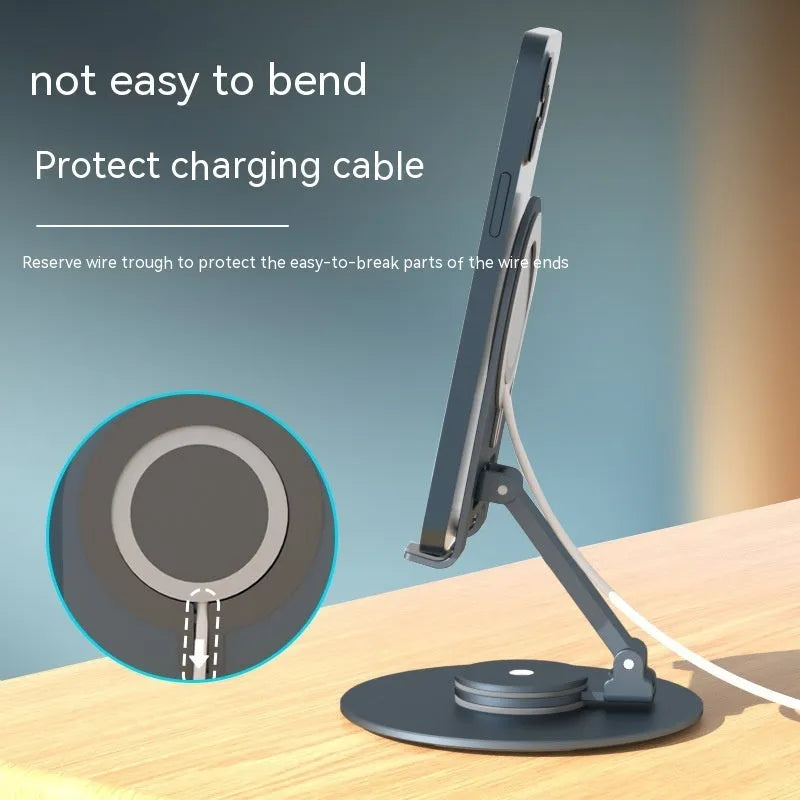 Desktop adjustable rotary magnetic adhesive stand for mobile phone and tablet in silver