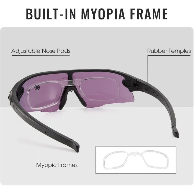Cycling sports glasses with semi-rimless TR90 frame and UV protection lenses