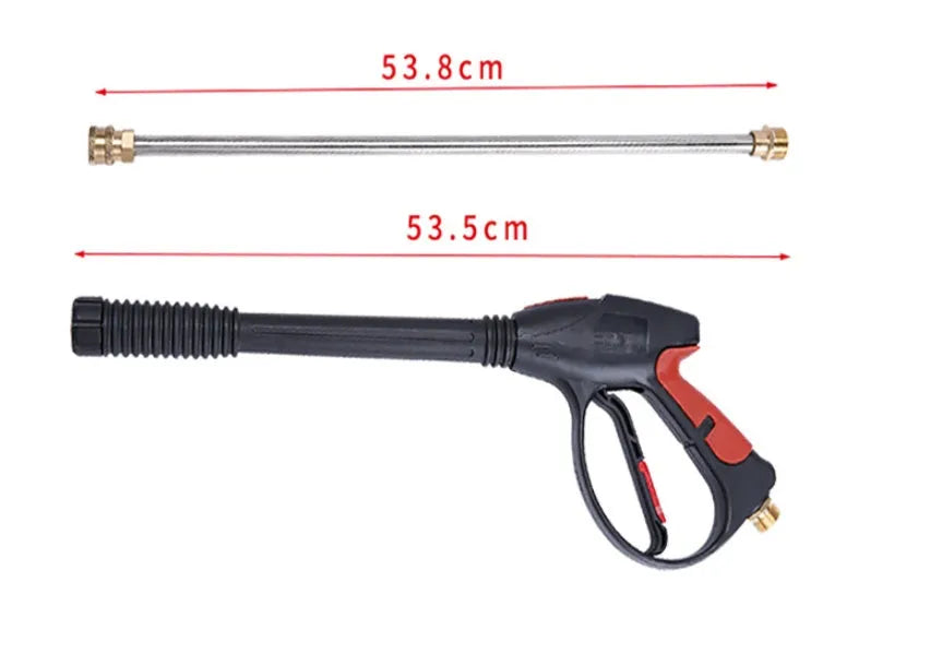 Black M22 lengthened pressure washer gun with all copper head, extension rod, and 5-color nozzle set for 4000 PSI cleaning