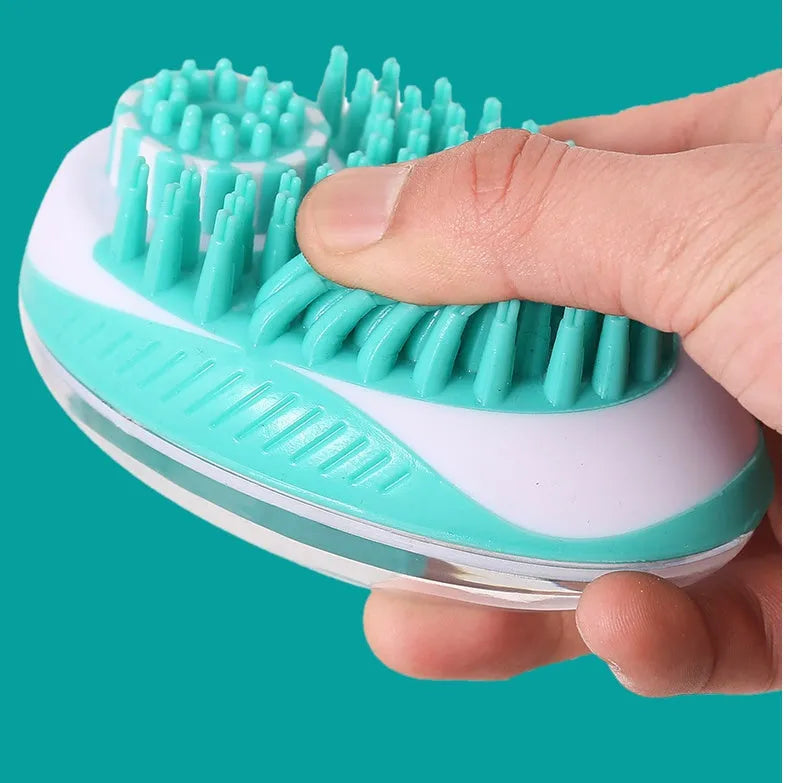 Blue pet bath massage brush made from ABS plastic, 11.5 cm long, for cats and dogs