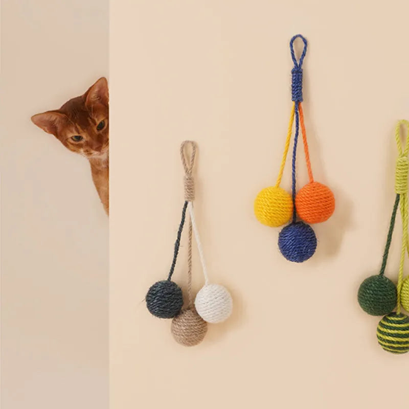 Interactive cat teaser wand with a colourful bite-resistant catnip ball attached