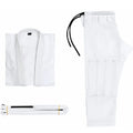 Thin cotton blend Brazilian Jiu-Jitsu uniform in black, showing the top and trousers for adult training.